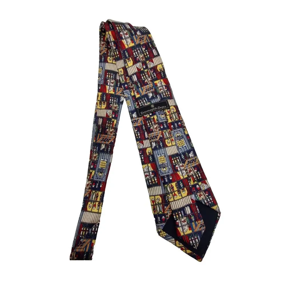 ERMENEGILDO ZEGNA Multi Color Silk Tie Made‎ In Italy